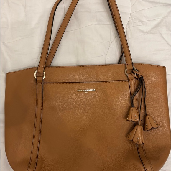 Karl Lagerfeld Handbags - Karl Lagerfeld Tan Tote Bag with Leather Accents